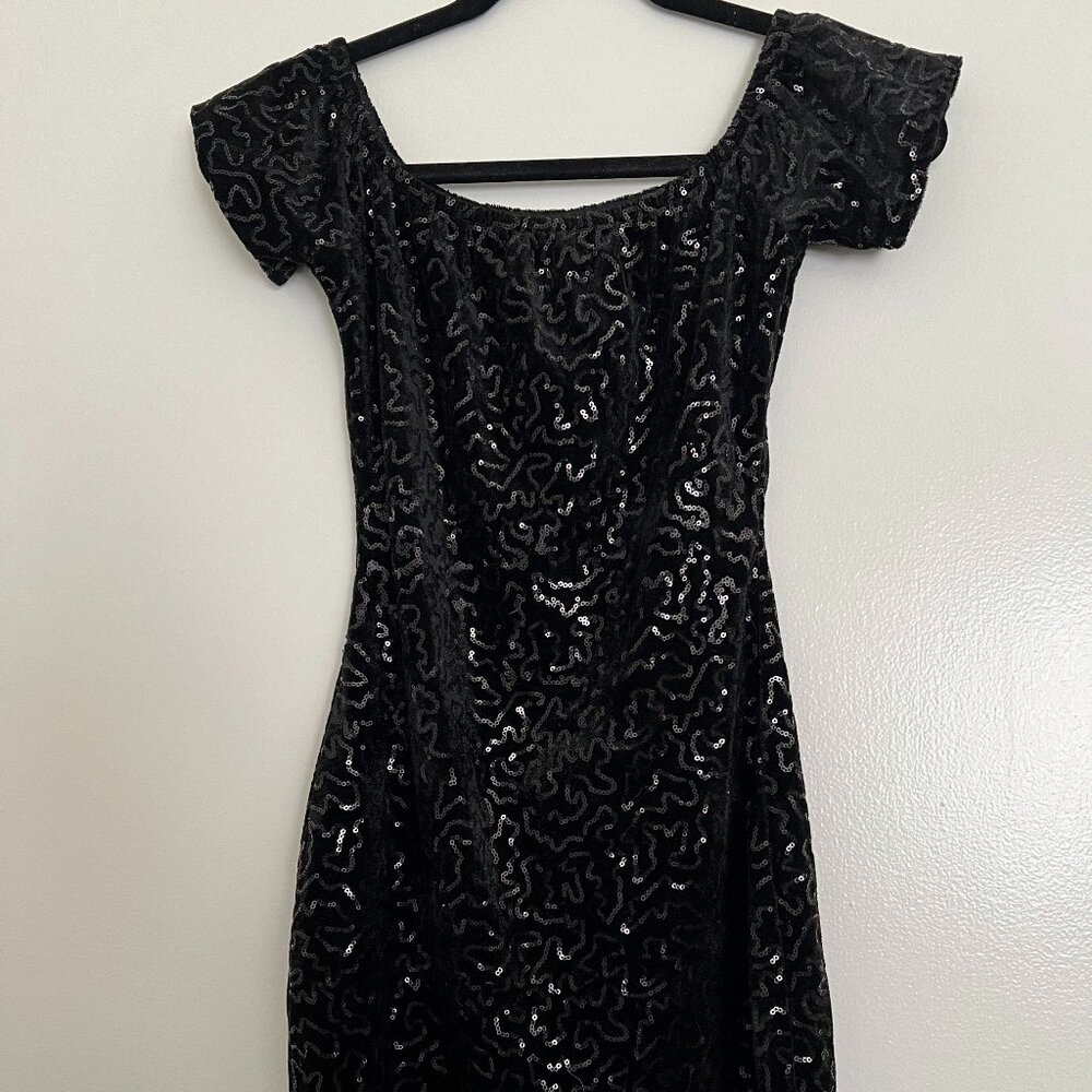 Motel Rocks Black Sequin Velour Dress